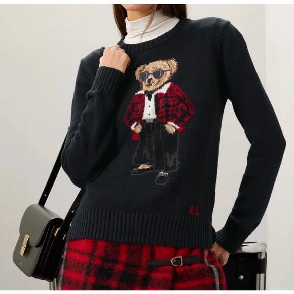 Polo by Ralph Lauren Sweaters - Polo by Ralph Lauren Polo Bear Pullover Crewneck Black Sweater Women’s Large